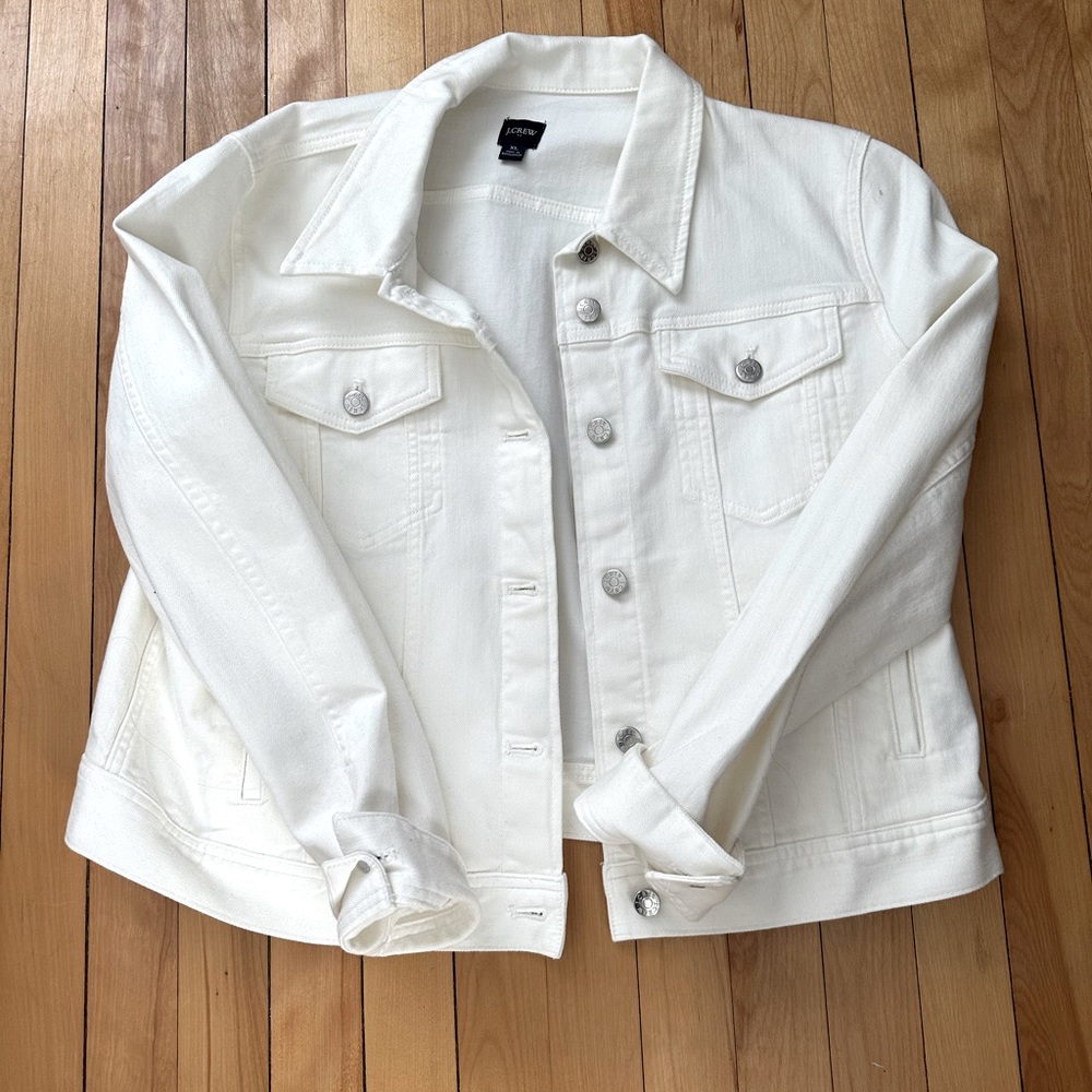 Classic white denim jacket. JCrew. XL never been worn.
